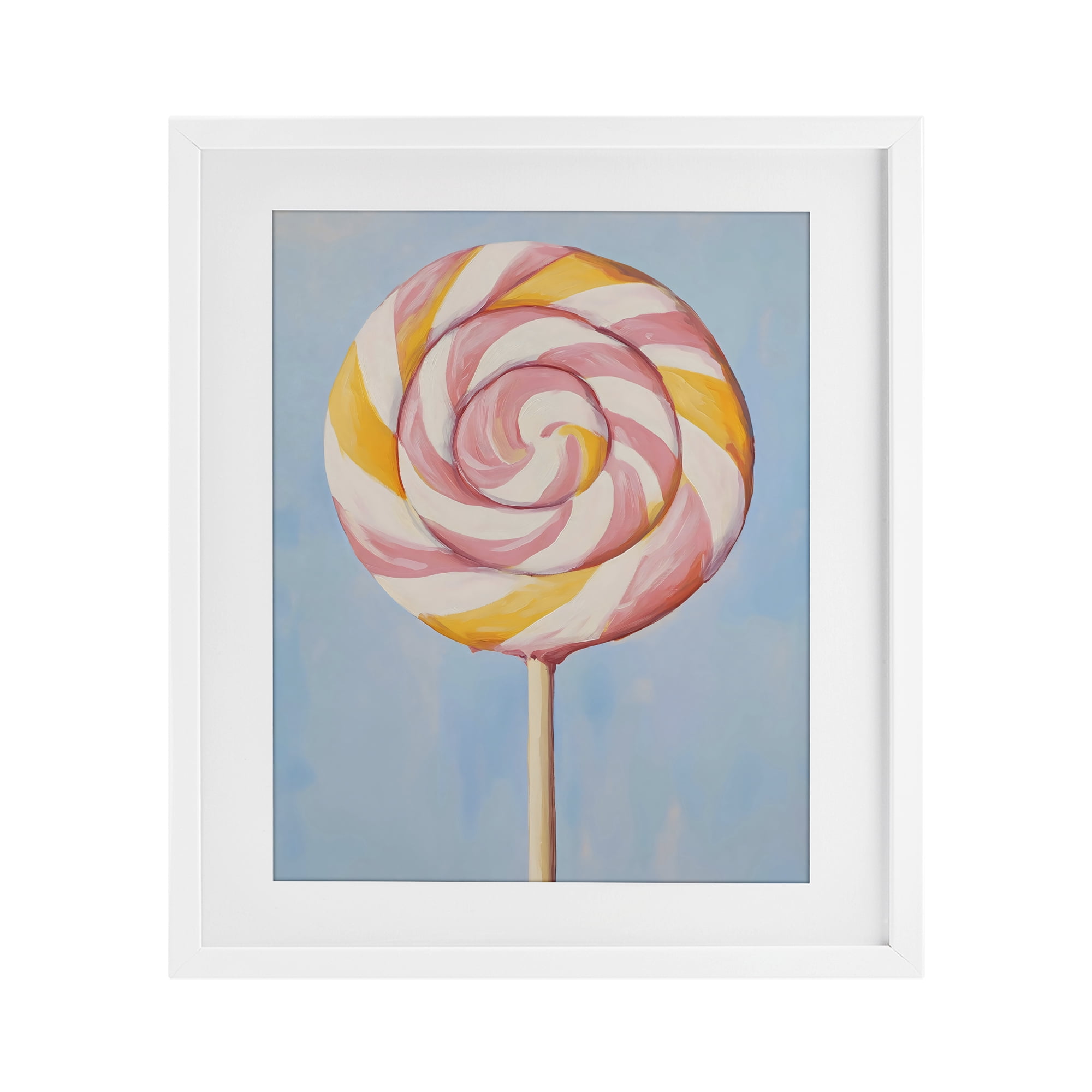 Stupell Industries Lollipop with Pink & Orange Swirl White Framed Print Under Glass, design by The Prints Vibe