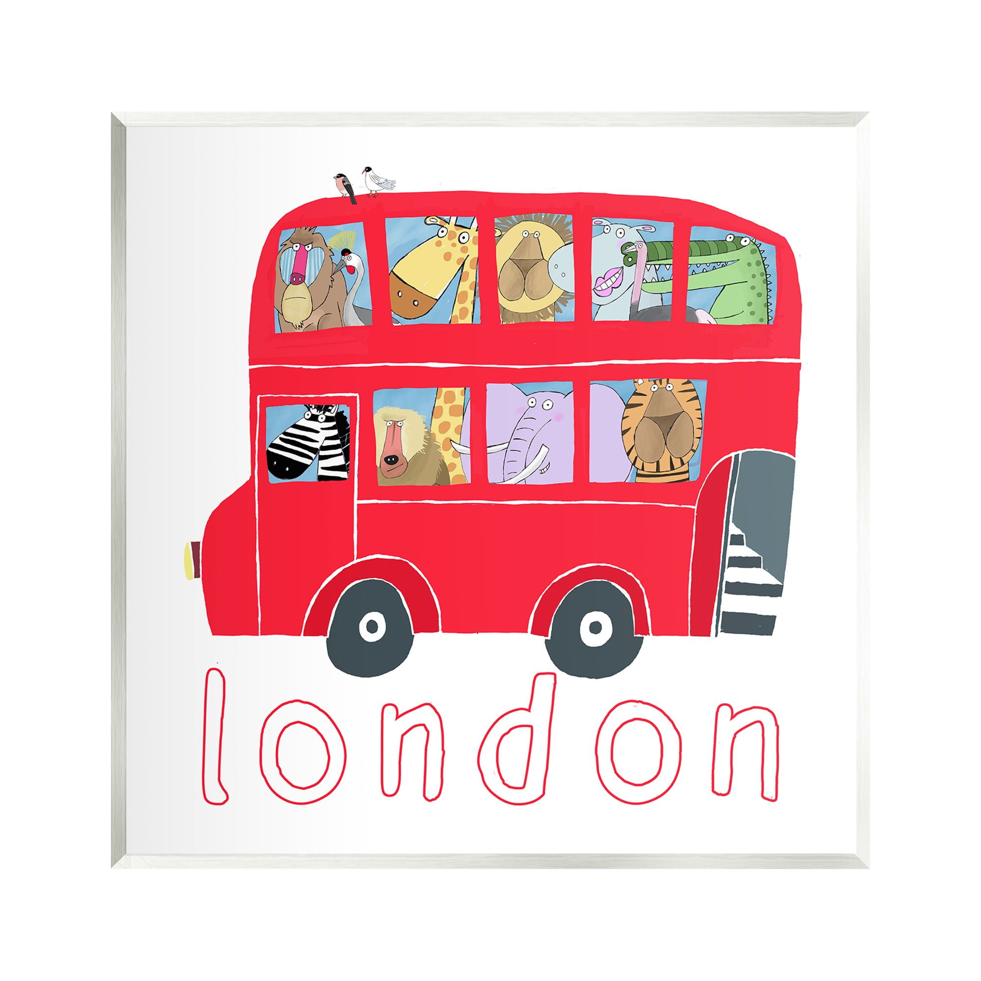 Stupell Industries London Bus of Animals Animals & Insects Painting Unframed Art Print Wall Art, 12 x 12