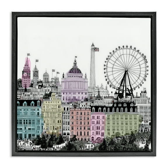 Stupell Industries London Cities of the World Black Framed Floater Canvas Wall Art design by Annabelle Hall, 18 x 18