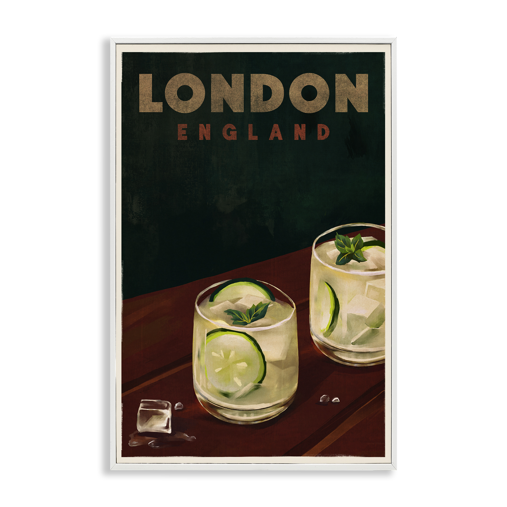 Stupell Industries London England Cocktail Food & Beverage Painting White Framed Art Print Wall Art, 12 x 18