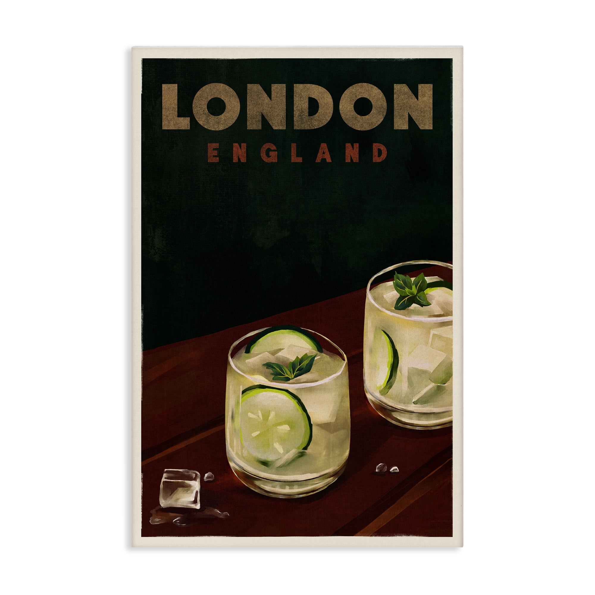 Stupell Industries London England Cocktail Food & Beverage Painting Wrapped Canvas Art Print Wall Art, 16 x 24