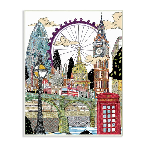 Stupell Industries London England Landmarks Intricate Arabesque Patterns Abstract Painting Unframed Art Print Wall Art, 10 x 15