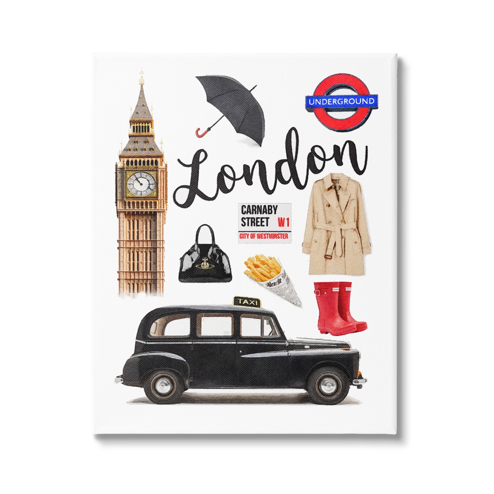 Stupell Industries London Glam Travel Town & City Painting Gallery Wrapped Canvas Art Print Wall Art, 24 x 30