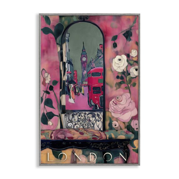 Stupell Industries London Spring Street View Gray Framed Giclee Art, design by Annabelle Hall