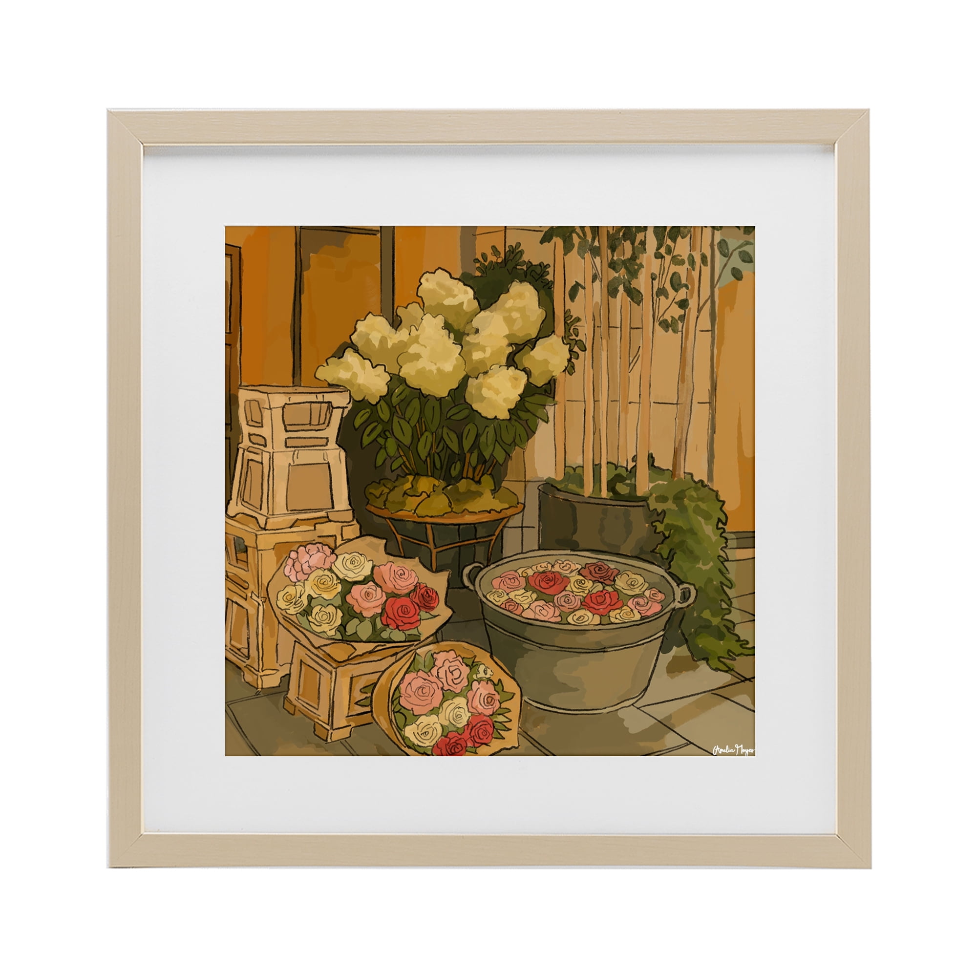 Stupell Industries London Town Flowers Birch Framed Print Under Glass, design by Amelia Noyes