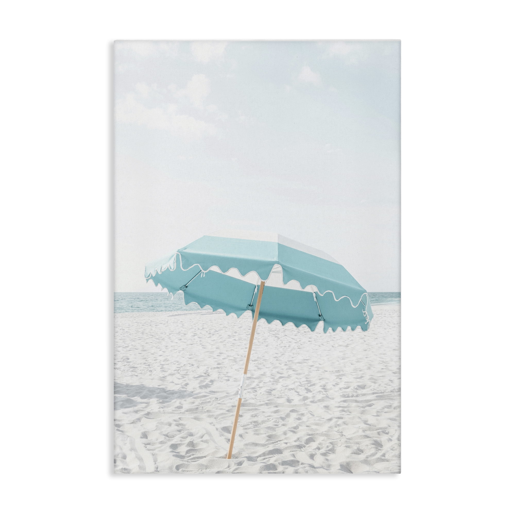 Stupell Industries Lone Blue Beach Umbrella Nautical & Beach Photography Wrapped Canvas Art Print Wall Art, 20 x 30