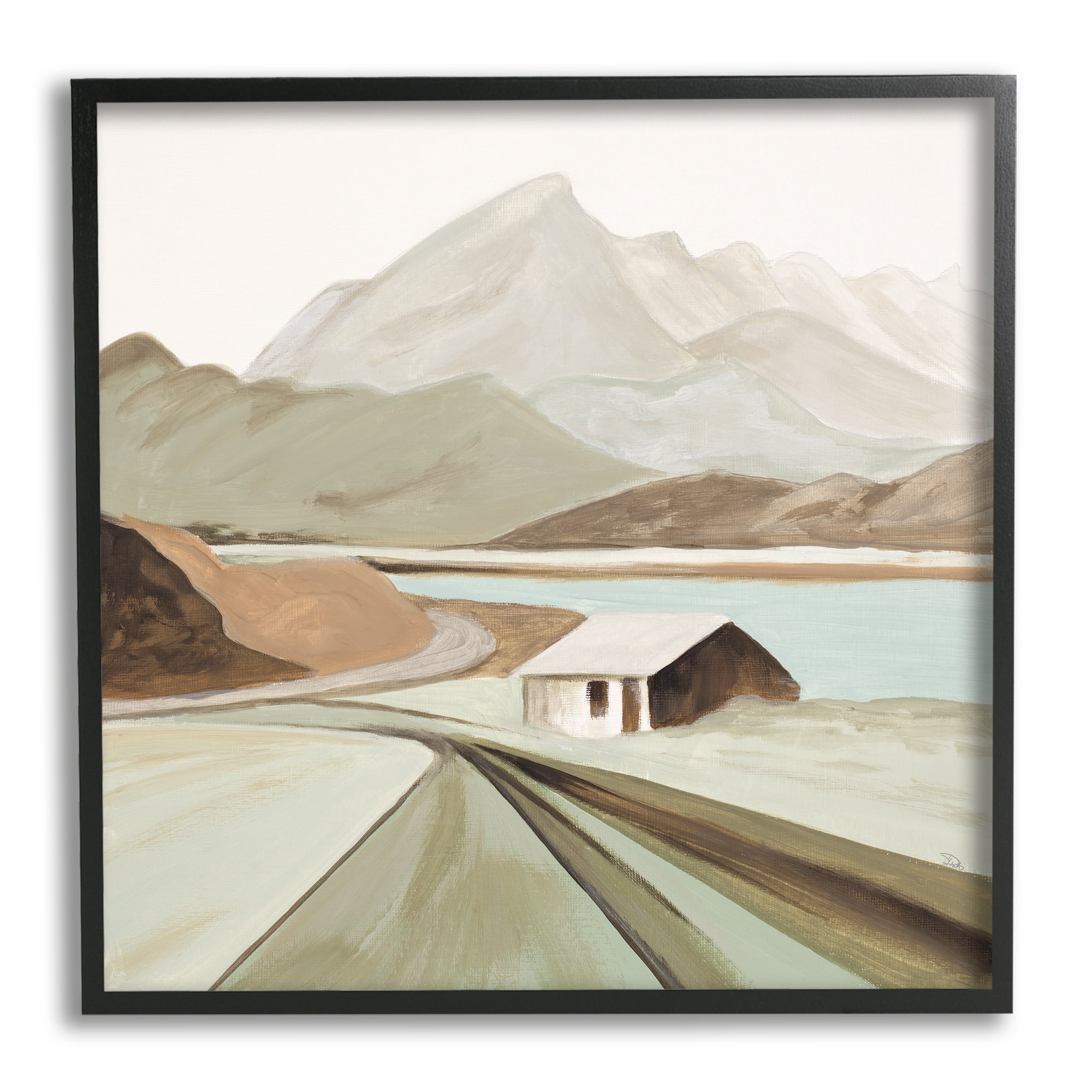 Stupell Industries Lone Countryside Cottage Road Distant Mountain Peaks, 12 x 12, Design by Patricia Pinto