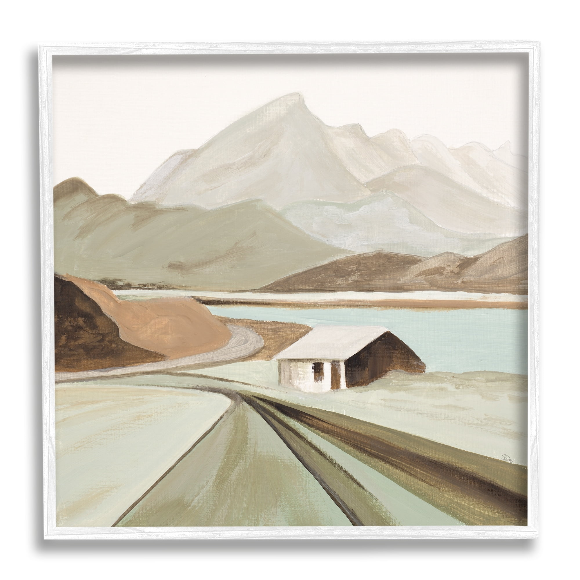 Stupell Industries Lone Countryside Cottage Road Distant Mountain Peaks, 12 x 12, Design by Patricia Pinto