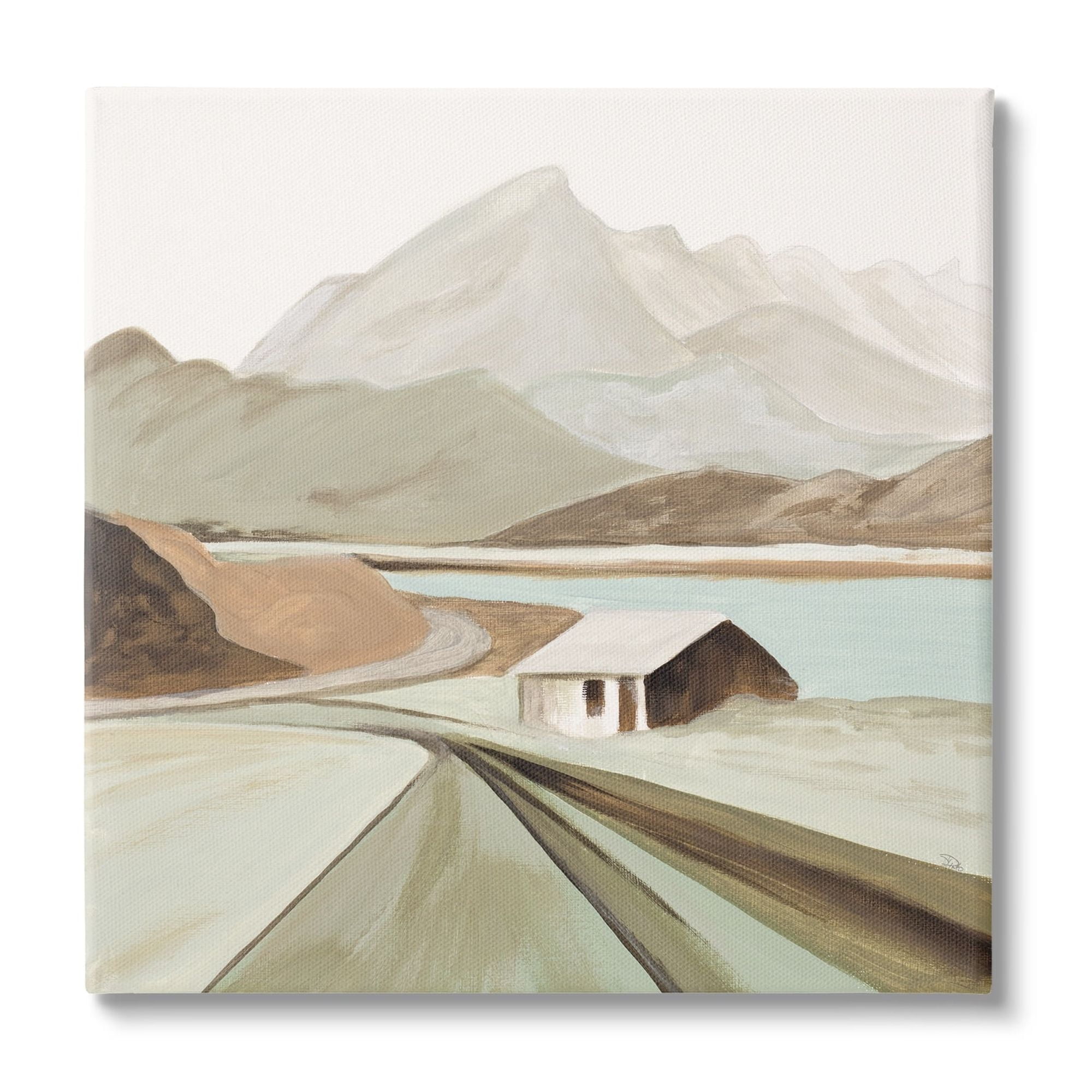Stupell Industries Lone Countryside Cottage Road Distant Mountain Peaks, 36 x 36, Design by Patricia Pinto