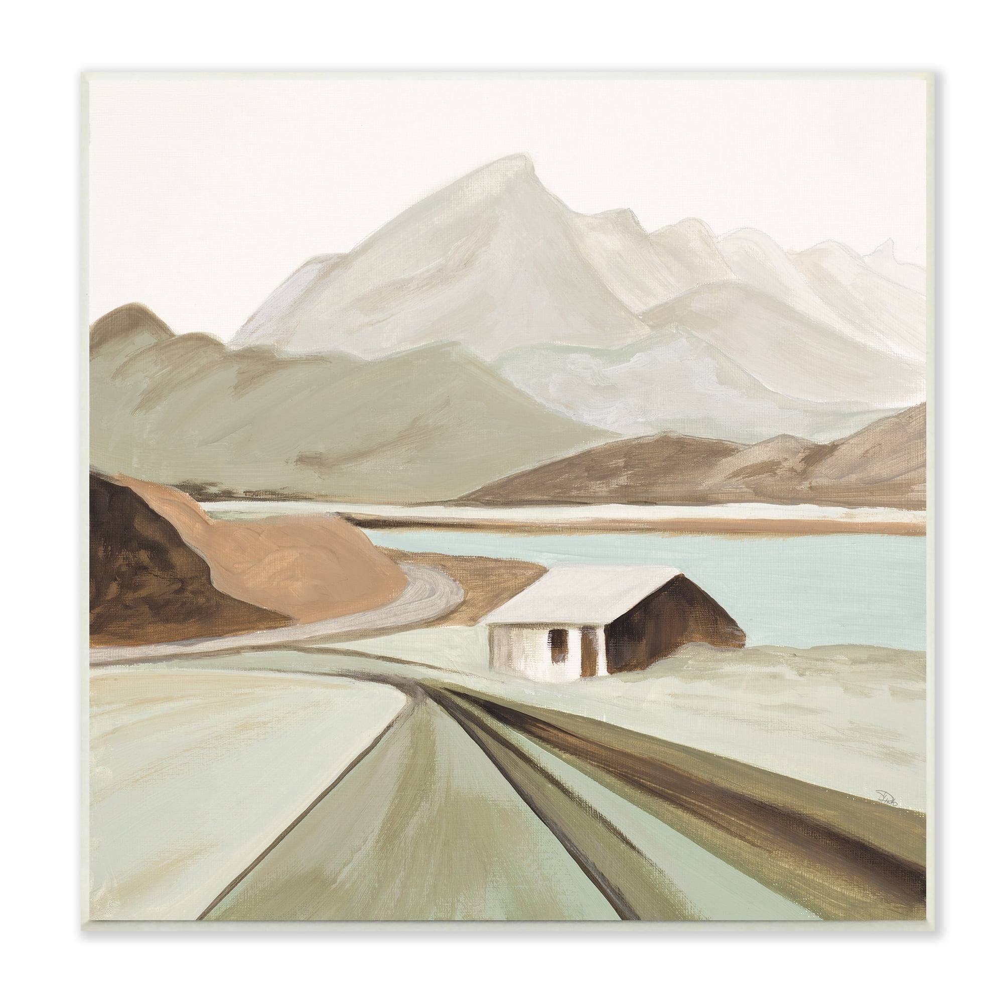 Stupell Industries Lone Countryside Cottage Road Distant Mountain Peaks Paintings Unframed Art Print Wall Art, 12x12, by Patricia Pinto