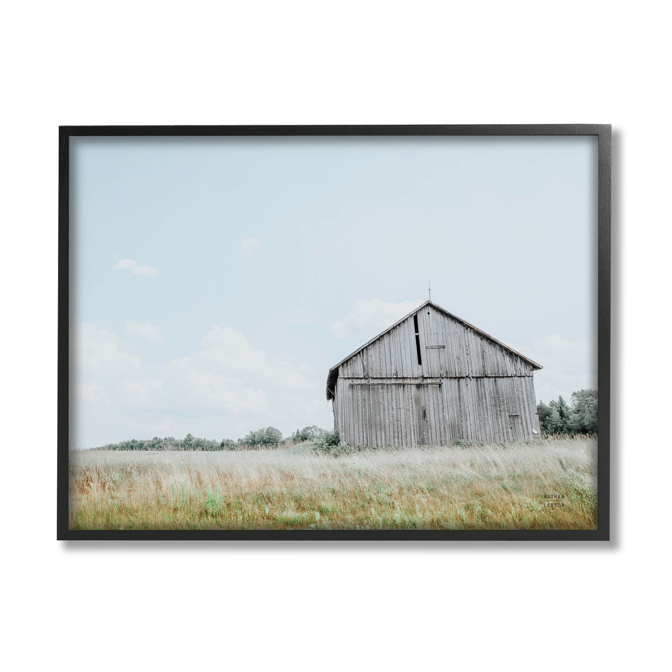 Stupell Industries Lone Countryside House Vast Rural Field Photograph Black Framed Art Print Wall Art, Design by Nathan Larson