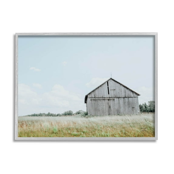 Stupell Industries Lone Countryside House Vast Rural Field Photograph Gray Framed Art Print Wall Art, Design by Nathan Larson
