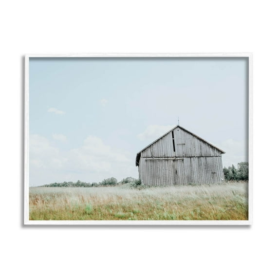 Stupell Industries Lone Countryside House Vast Rural Field Photograph White Framed Art Print Wall Art, Design by Nathan Larson