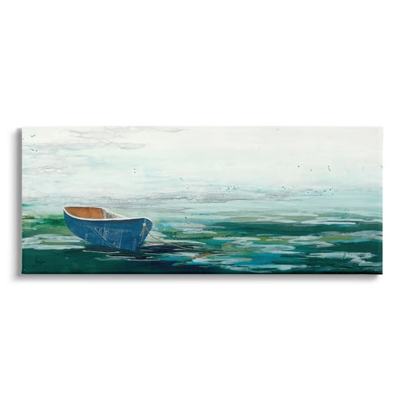 Stupell Industries Lone Dinghy Boat Floating Ocean Water Collage Painting Gallery Wrapped Canvas Print Wall Art, Design by Stacy Gresell