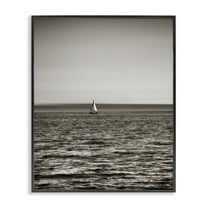 Stupell Industries Lone Distant Sailboat Coastal Photography Black Framed Art Print Wall Art, 11 x 14
