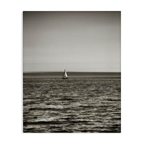 Stupell Industries Lone Distant Sailboat Coastal Photography Gallery Wrapped Canvas Art Print Wall Art, 16 x 20
