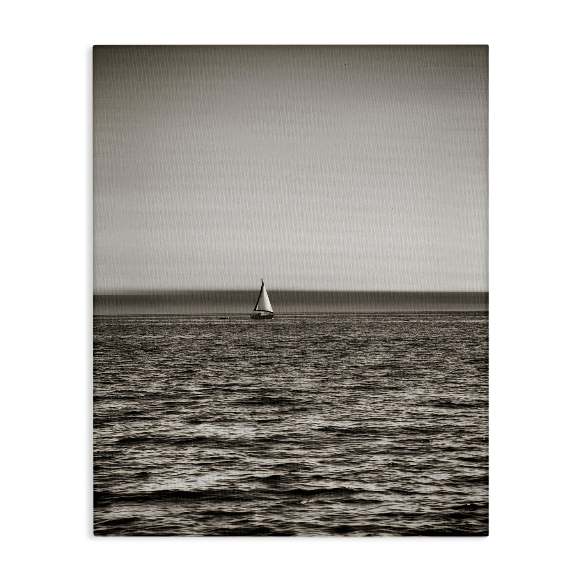 Stupell Industries Lone Distant Sailboat Coastal Photography Gallery Wrapped Canvas Art Print Wall Art, 36 x 48