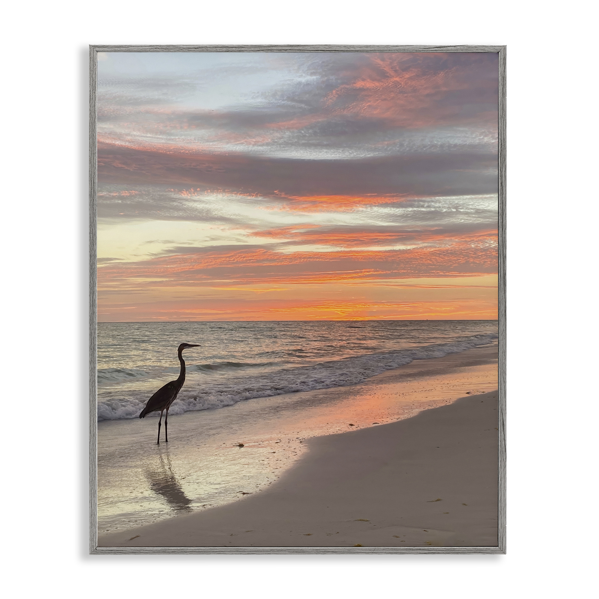 Stupell Industries Lone Egret on Beach Nautical & Beach Photography ...