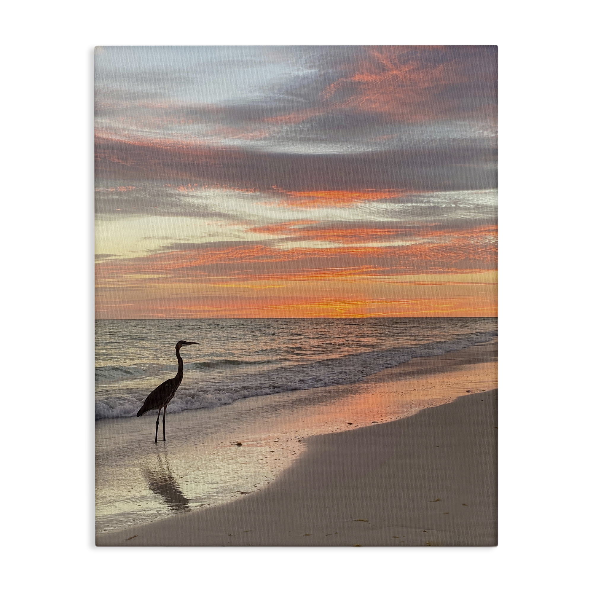Stupell Industries Lone Egret on Beach Nautical & Beach Photography Wrapped Canvas Art Print Wall Art, 30 x 40