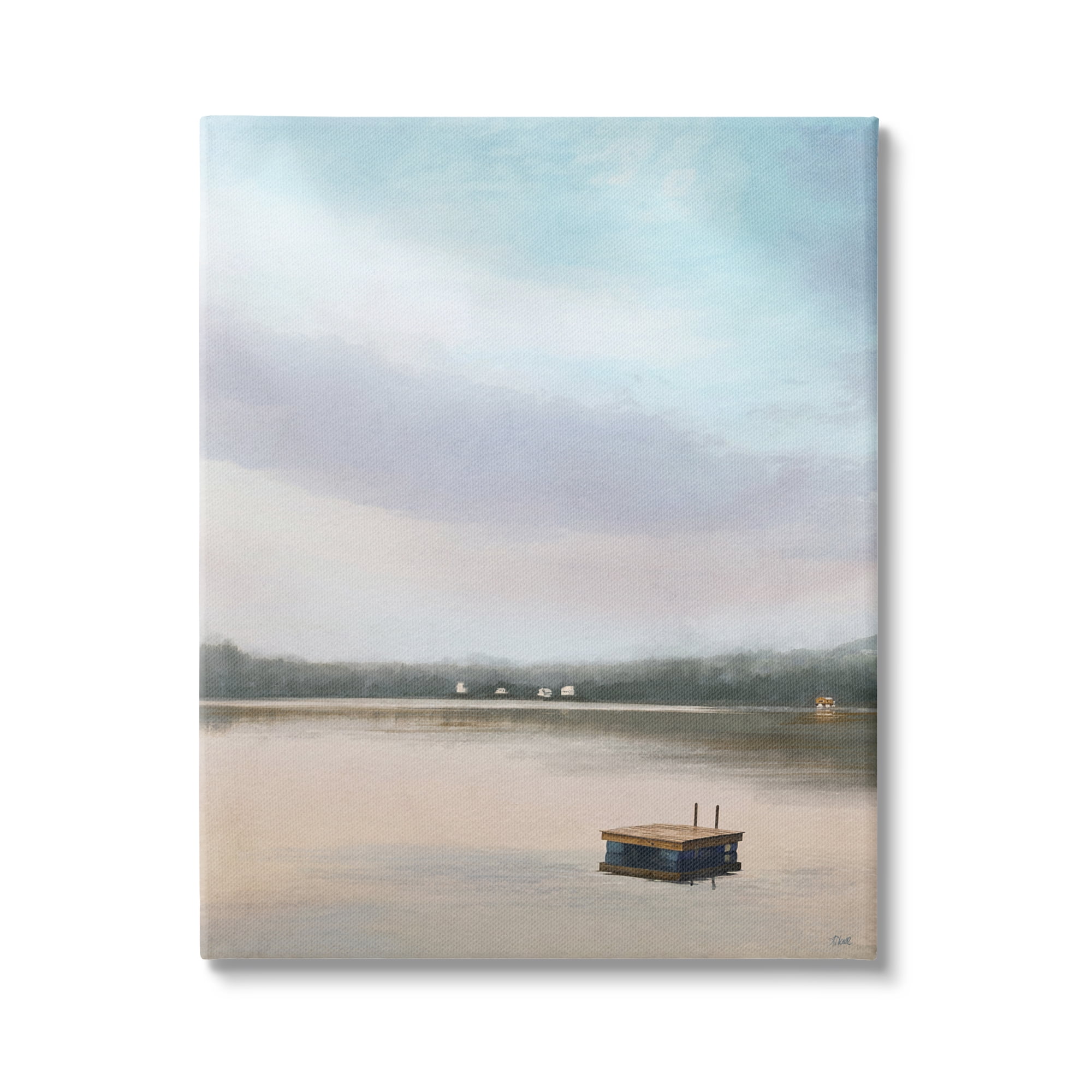 Stupell Industries Lone Floating Dock Serene Lake View Pastel Sky Painting Gallery Wrapped Canvas Print Wall Art, Design by Amy Hall
