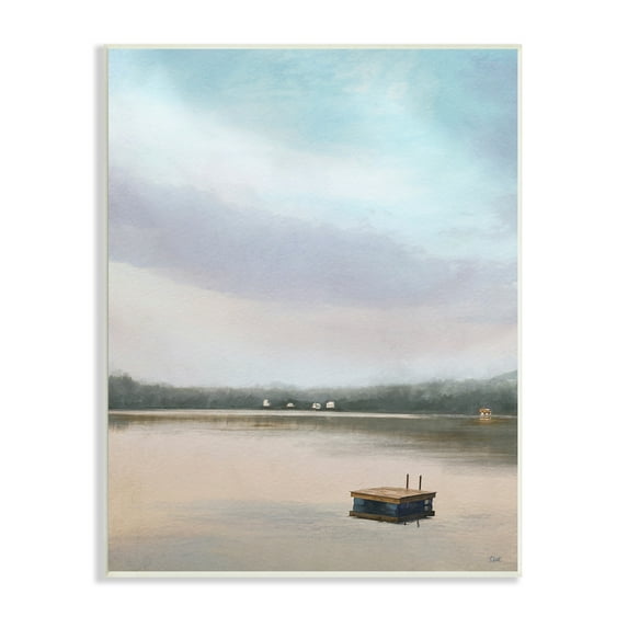Stupell Industries Lone Floating Dock Serene Lake View Pastel Sky Painting Unframed Art Print Wall Art, Design by Amy Hall