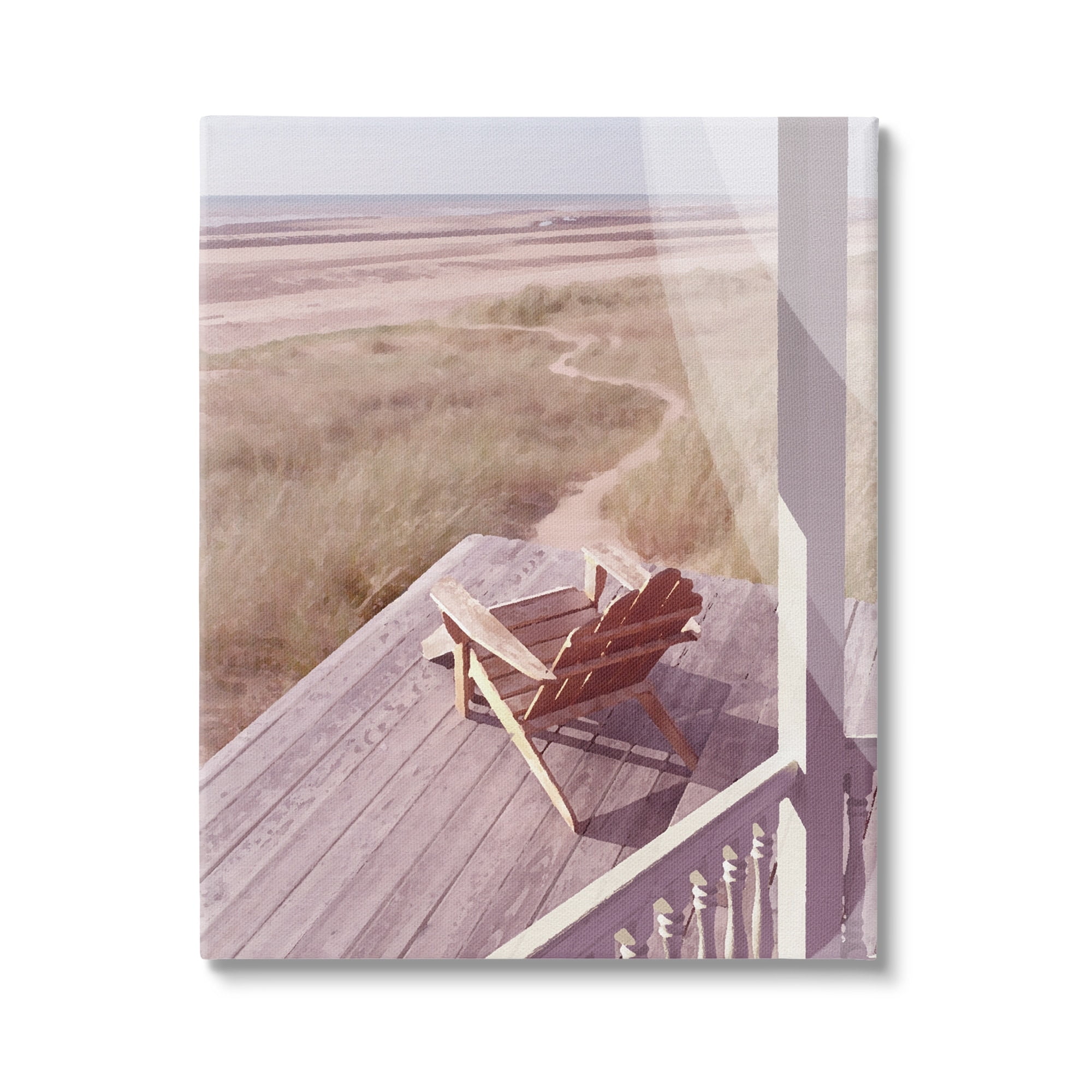 Stupell Industries Lone Lounge Chair Rural Beach Grass Porch Painting Gallery Wrapped Canvas Print Wall Art, Design by Noah Bay
