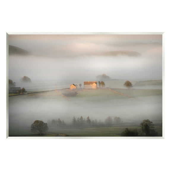 Stupell Industries Lone Misty Cottage Rural Fields Thick Fog Photograph Unframed Art Print Wall Art, Design by James Dobson