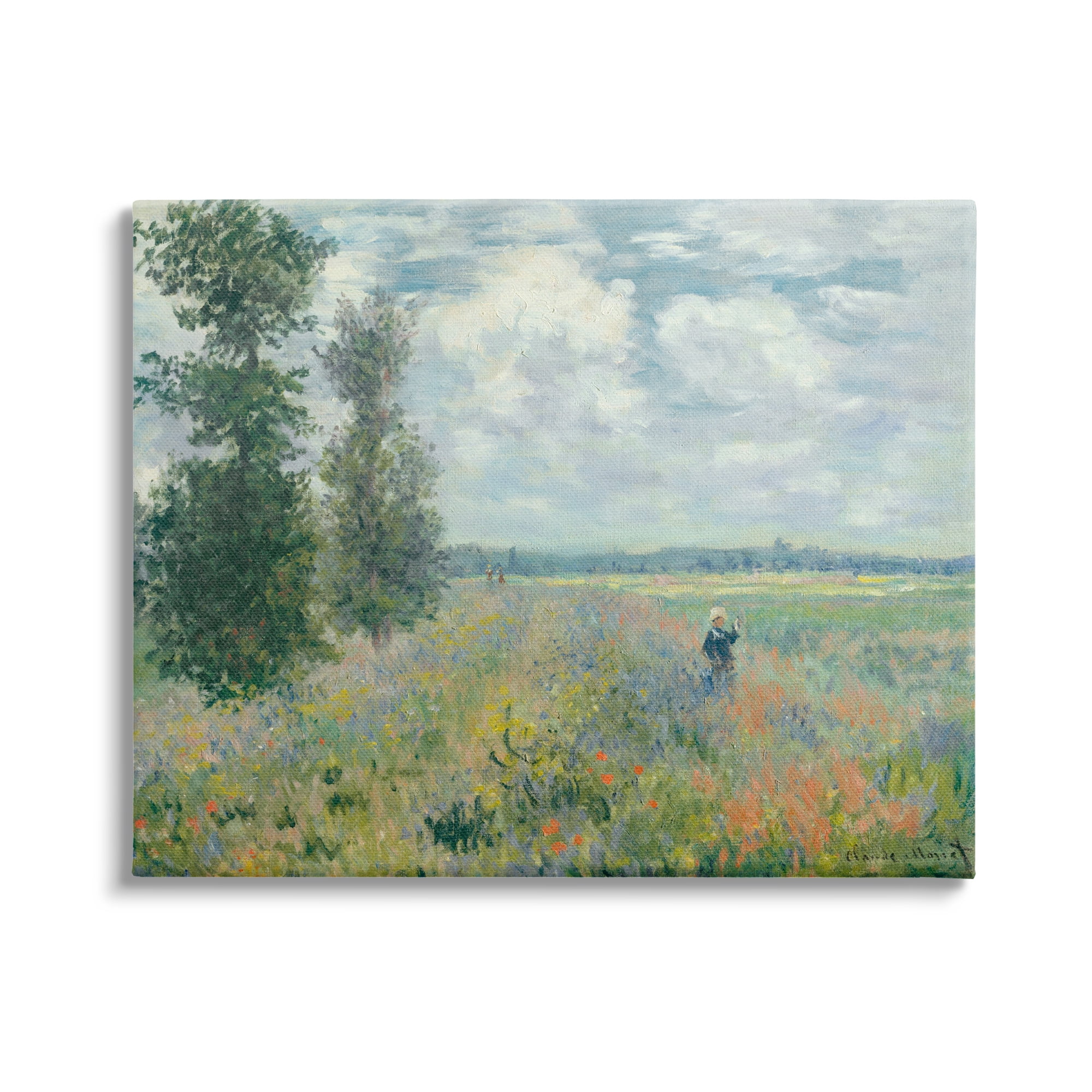 Stupell Industries Lone Person Floral Blossom Meadow Quaint Scene Painting Gallery Wrapped Canvas Print Wall Art, Design by Lettered and Lined