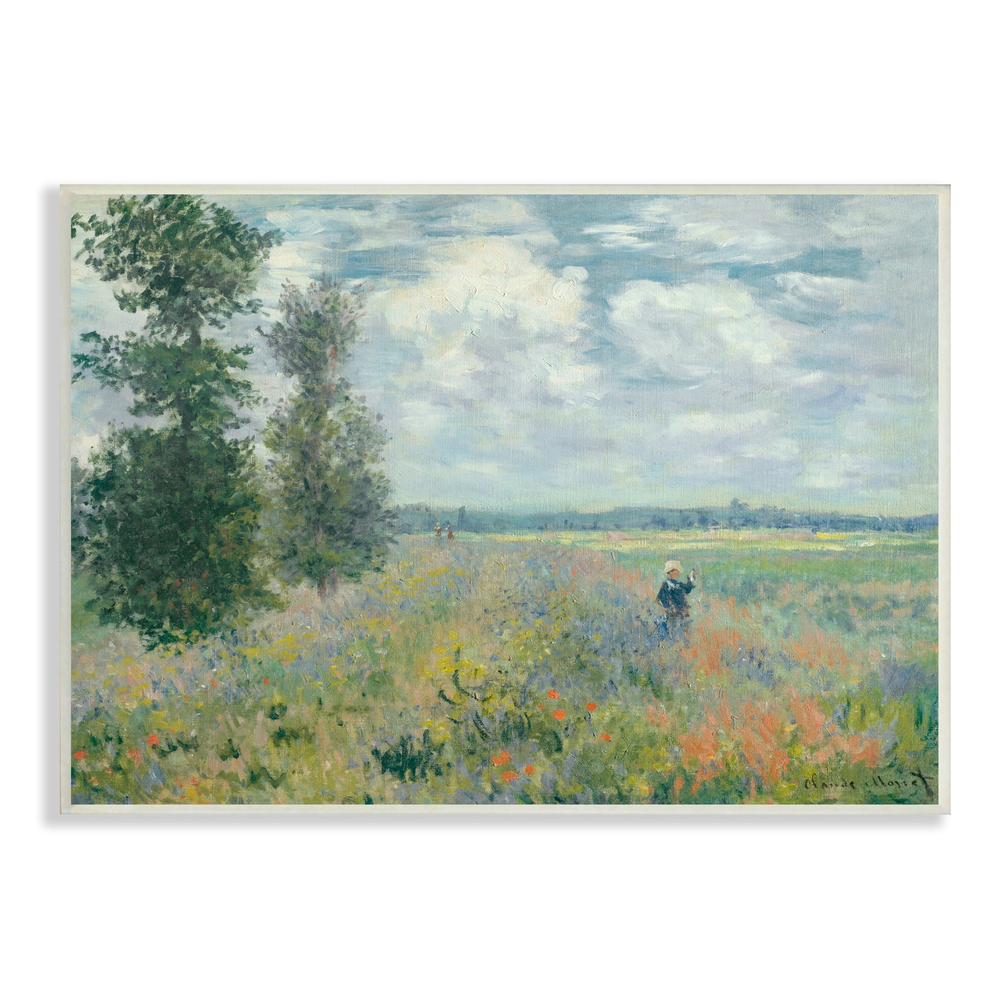 Stupell Industries Lone Person Floral Blossom Meadow Quaint Scene Painting Unframed Art Print Wall Art, Design by Lettered and Lined
