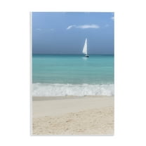 Stupell Industries Lone Sailboat Beach Tide Nautical & Beach Photography Unframed Art Print Wall Art, 10 x 15