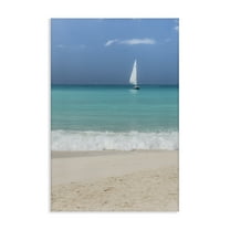 Stupell Industries Lone Sailboat Beach Tide Nautical & Beach Photography Wrapped Canvas Art Print Wall Art, 16 x 24