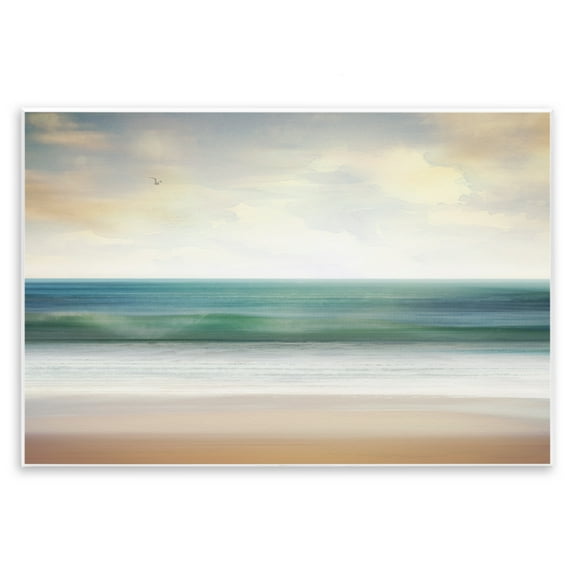 Stupell Industries Lone Seagull Over Beach Landscape Painting Unframed Art Print Wall Art, 15 x 10