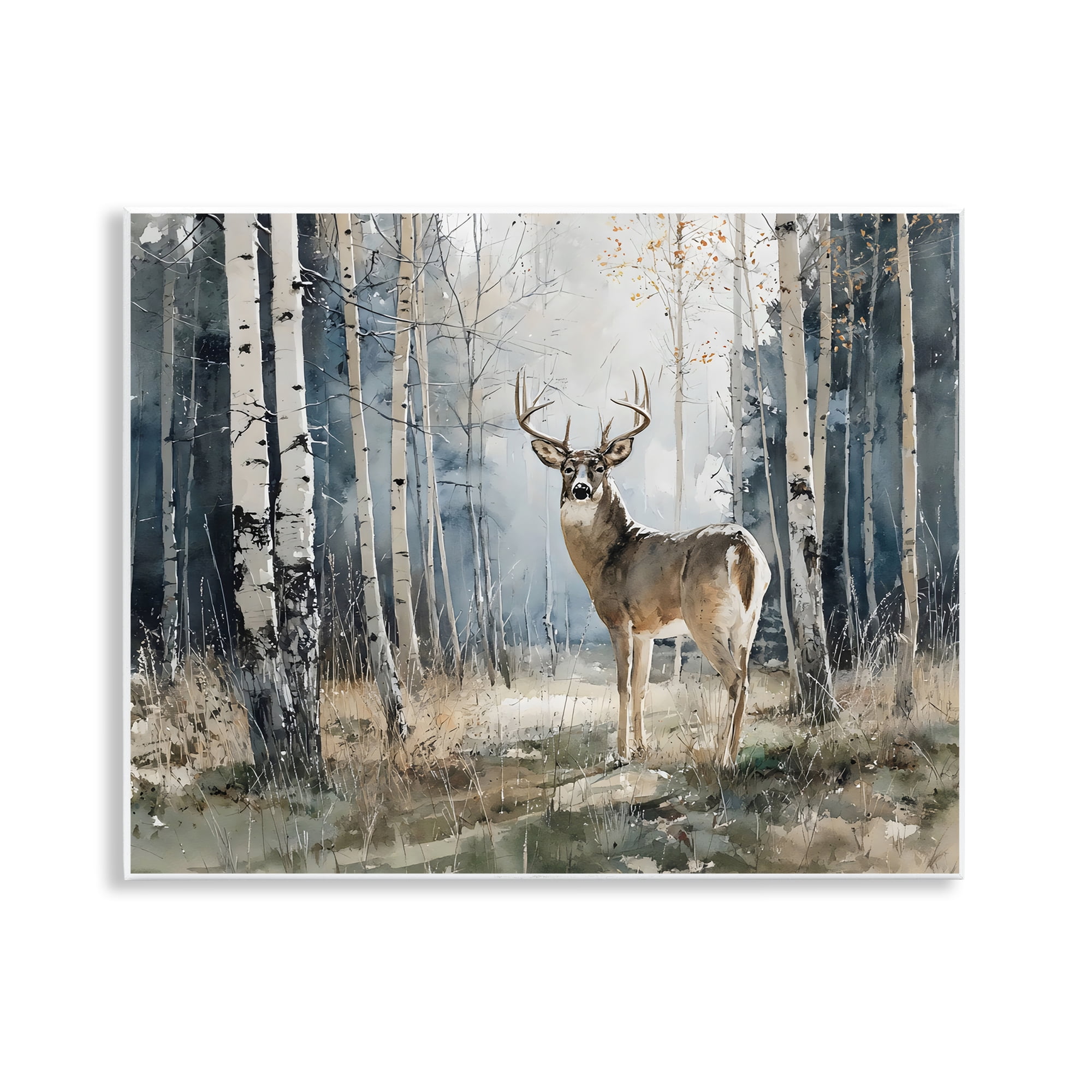 Stupell Industries Lone Stag in Birch Forest Wall Plaque Art, design by Franklyn Gregory