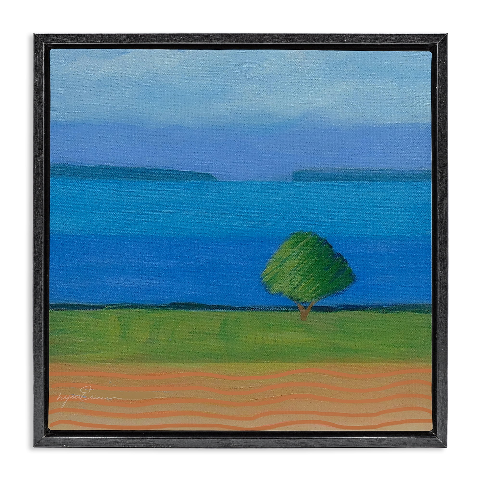 Stupell Industries Lone Tree at Spring Cove Black Framed Floater Canvas Wall Art, design by Lynn Ericson Fine Art