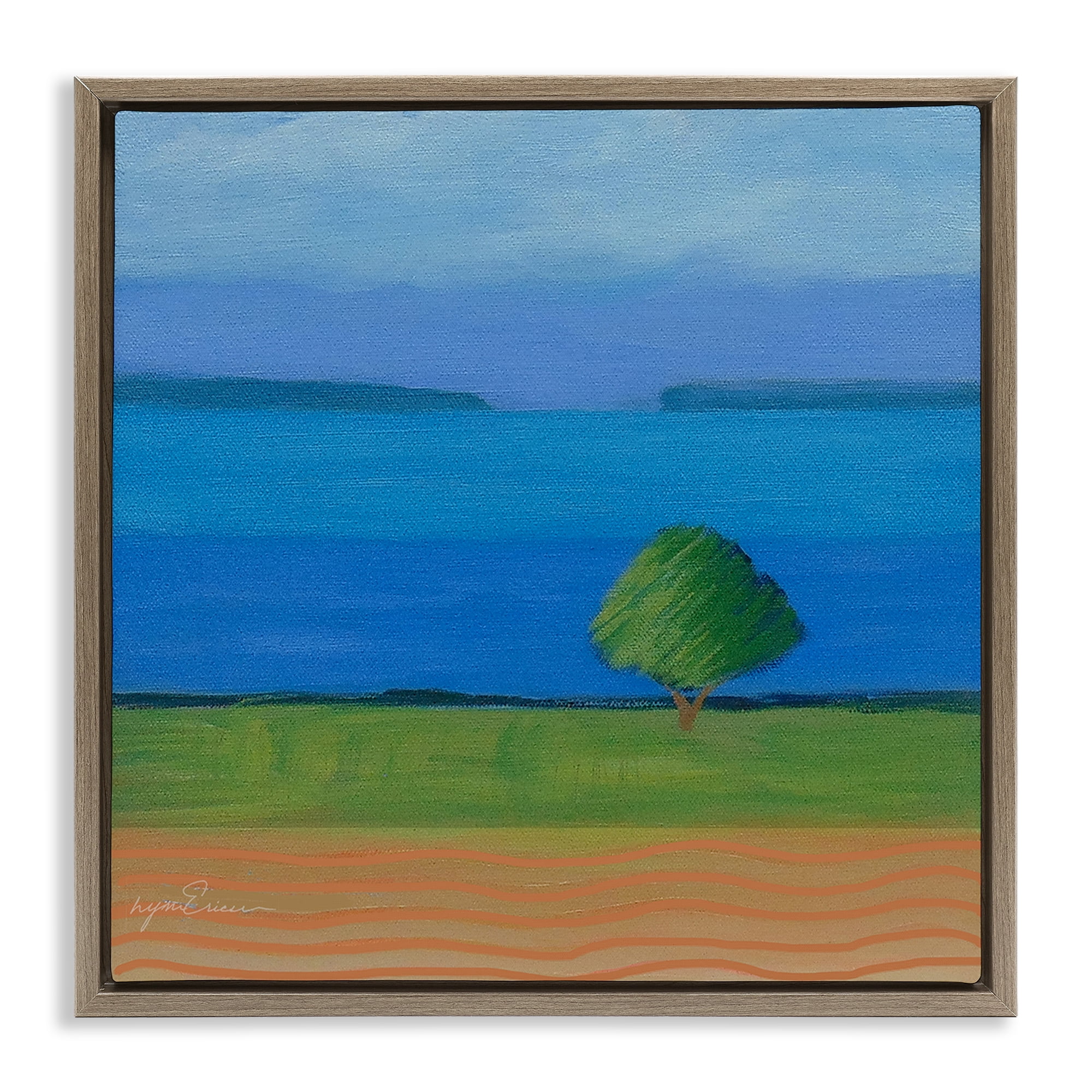Stupell Industries Lone Tree at Spring Cove Brown Framed Floater Canvas Wall Art, design by Lynn Ericson Fine Art