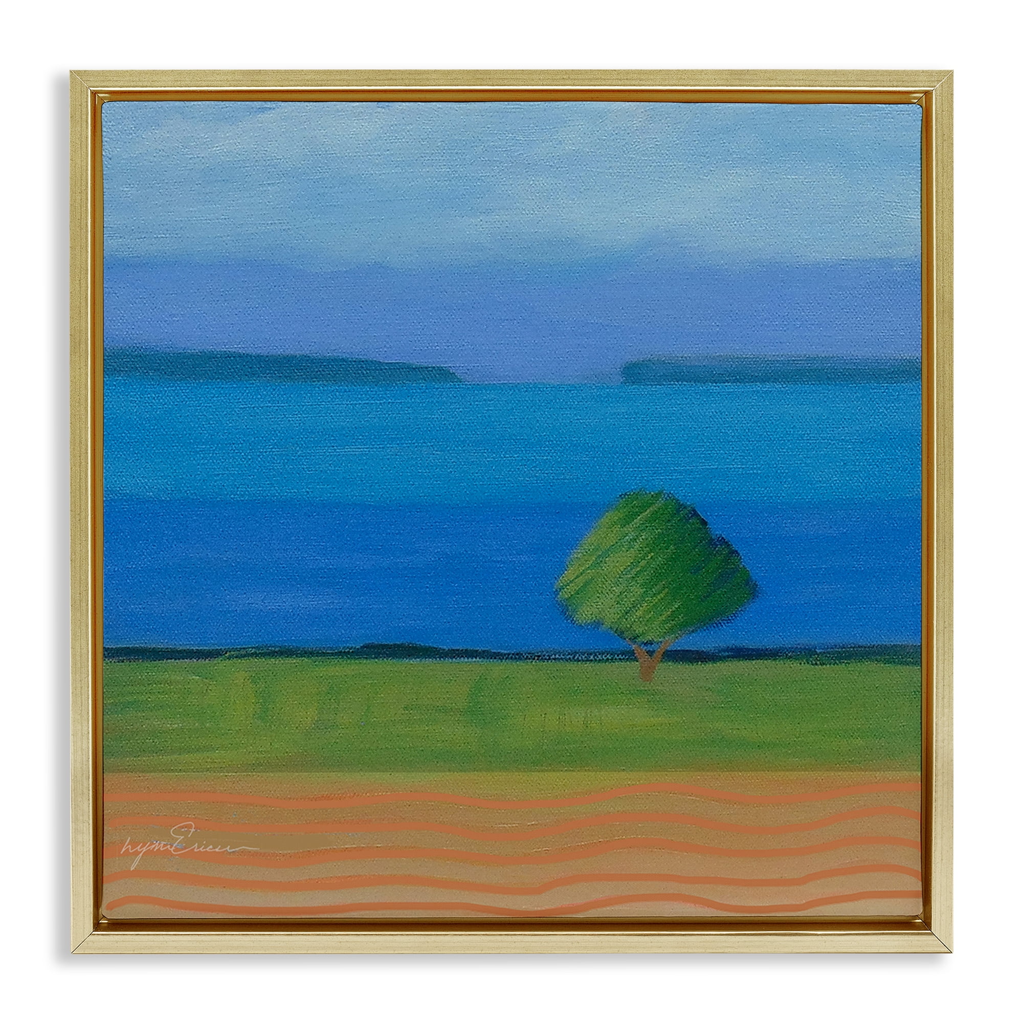 Stupell Industries Lone Tree at Spring Cove Gold Framed Floater Canvas Wall Art, design by Lynn Ericson Fine Art