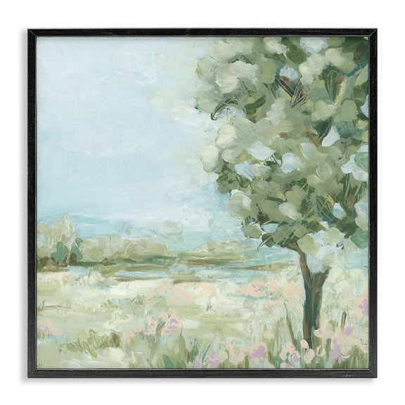 Stupell Industries Lone Tree by Field Landscape & Nature Painting Black Framed Art Print Wall Art, 12 x 12