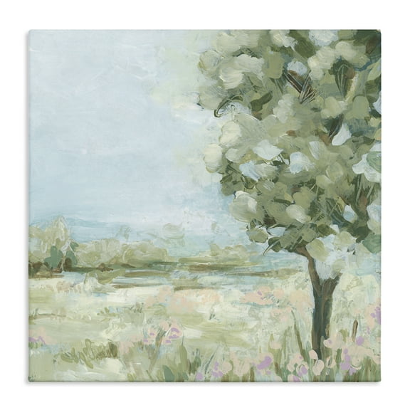 Stupell Industries Lone Tree by Field Landscape & Nature Painting Wrapped Canvas Art Print Wall Art, 17 x 17