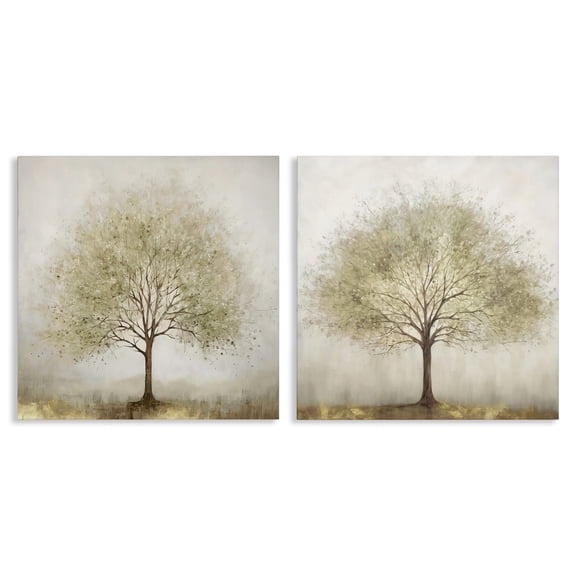 Stupell Industries Lone Trees in Nature Landscape & Nature Painting Wrapped Canvas Canvas Art Print Wall Art, 17 x 17, Set of 2