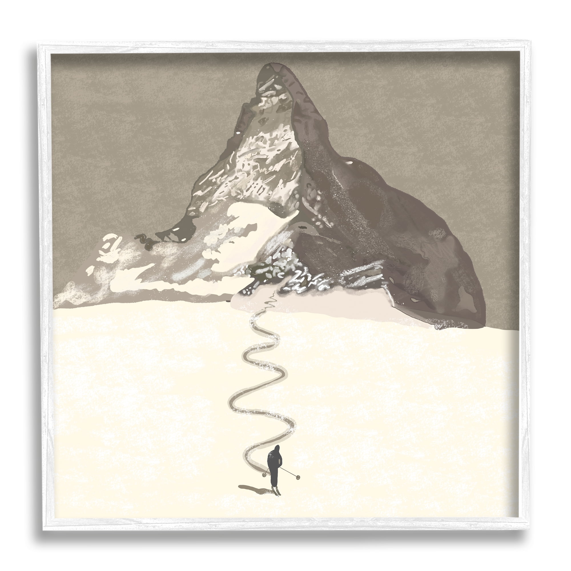 Stupell Industries Lonely Single Slope Ski Winter Sports Mountain Range, 17 x 17, Design by Ashley Singleton
