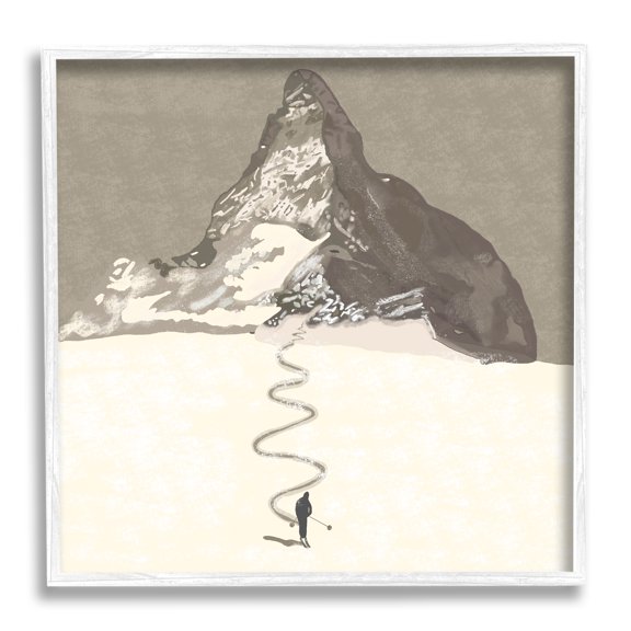 Stupell Industries Lonely Single Slope Ski Winter Sports Mountain Range, 17 x 17, Design by Ashley Singleton