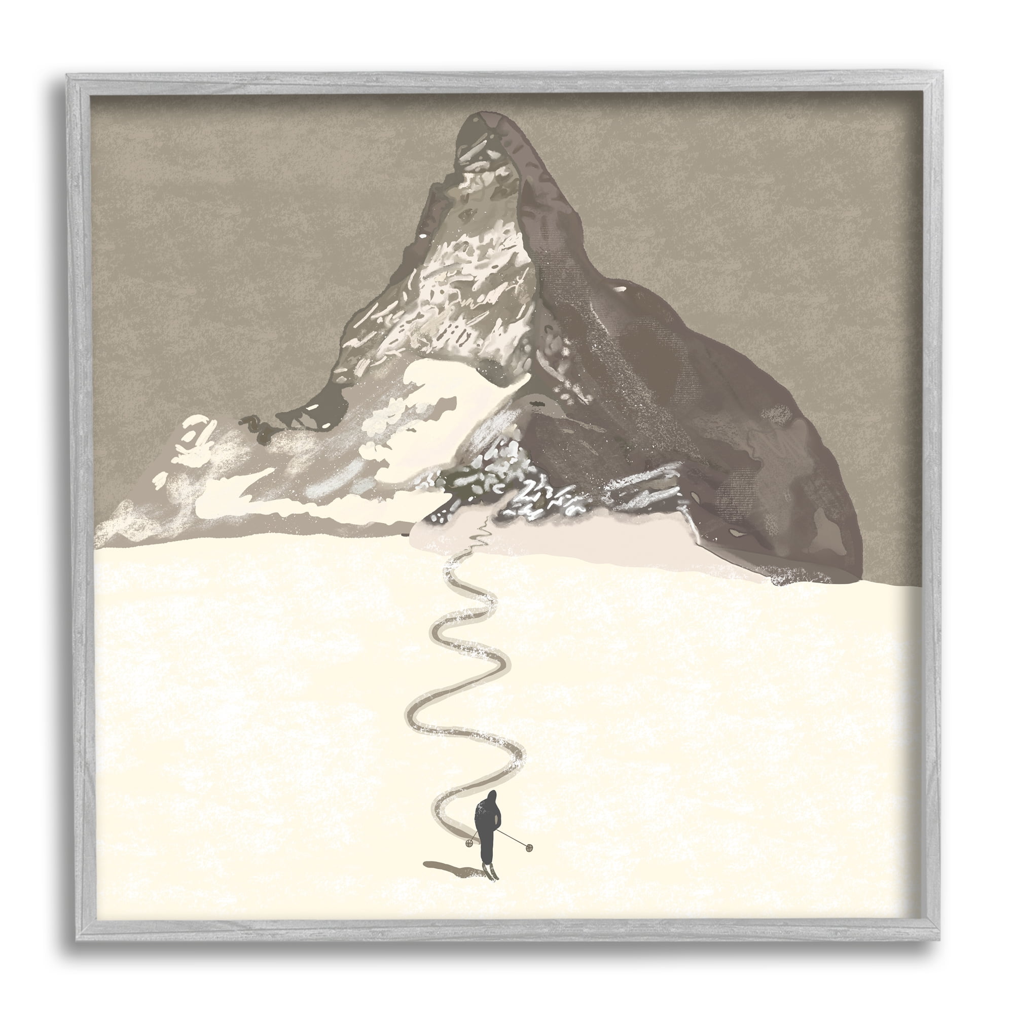 Stupell Industries Lonely Single Slope Ski Winter Sports Mountain Range, 17 x 17, Design by Ashley Singleton