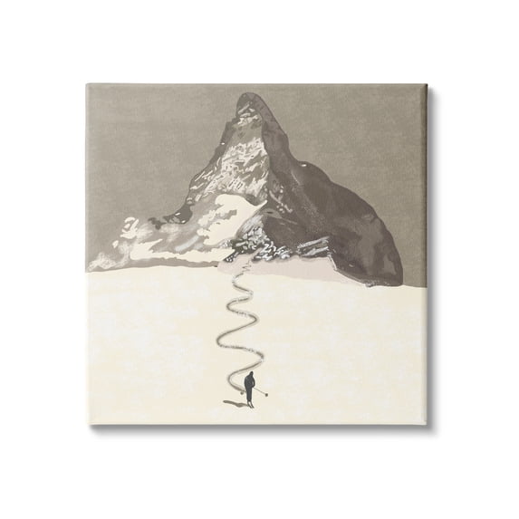 Stupell Industries Lonely Single Slope Ski Winter Sports Mountain Range, 36 x 36, Design by Ashley Singleton