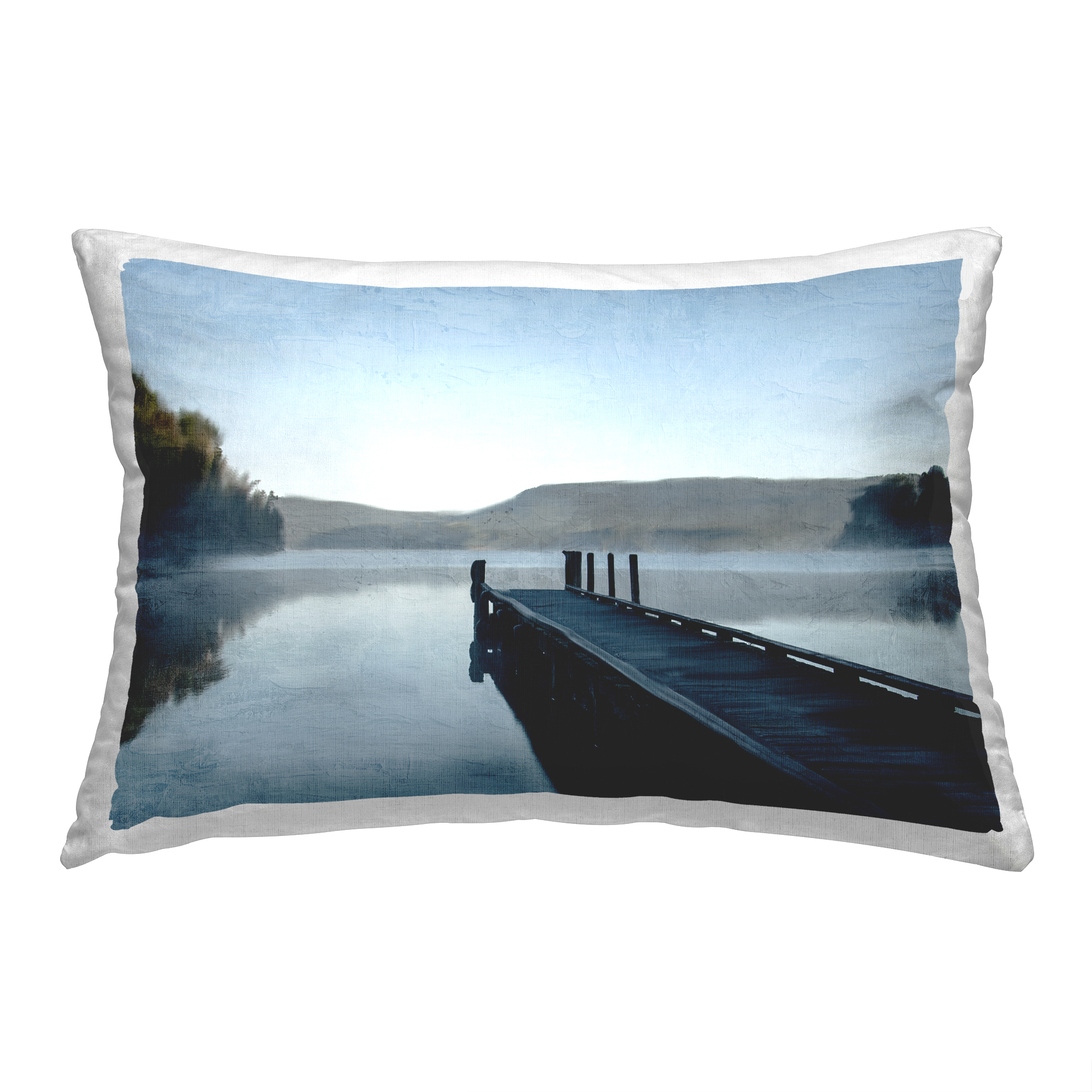 Stupell Industries Long Dock at Lake Decorative Printed Throw Pillow, 14 x 20