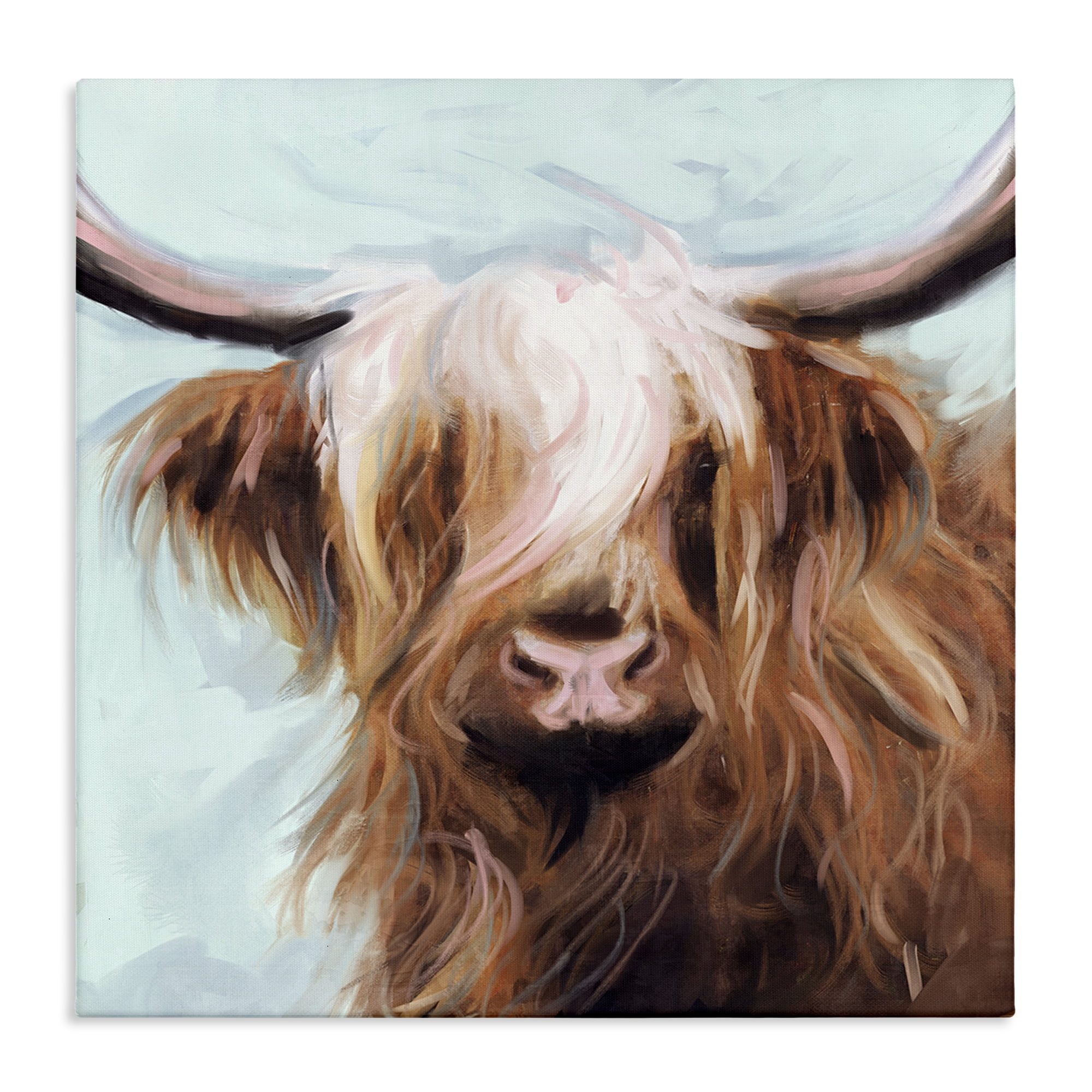 Stupell Industries Long Haired Cattle Portrait Animals & Insects Painting Gallery Wrapped Canvas Art Print Wall Art, 36 x 36