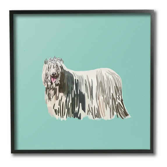 Stupell Industries Long Haired Dog in Crown Animals & Insects Painting Black Framed Art Print Wall Art, 17 x 17