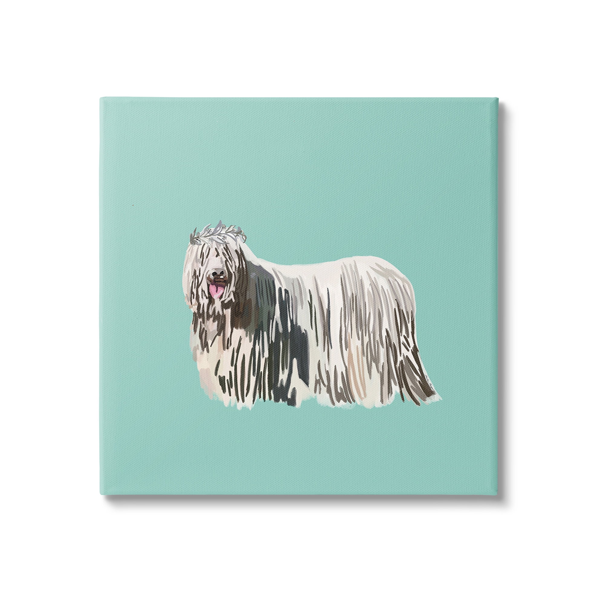 Stupell Industries Long Haired Dog in Crown Animals & Insects Painting Gallery Wrapped Canvas Art Print Wall Art, 17 x 17