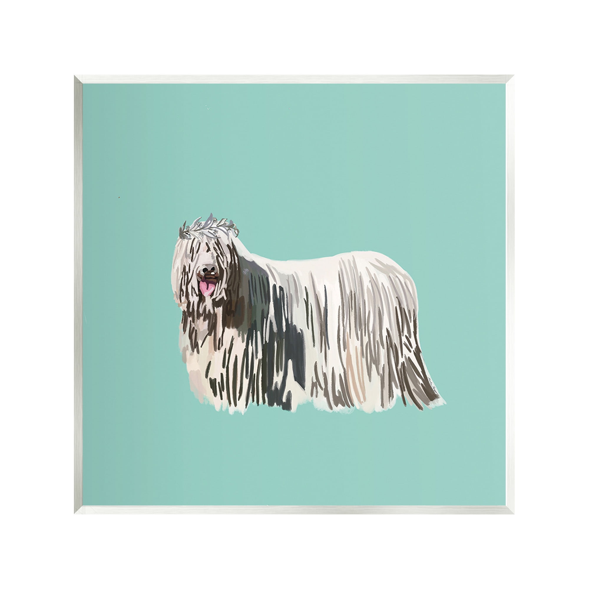 Stupell Industries Long Haired Dog in Crown Animals & Insects Painting Unframed Art Print Wall Art, 12 x 12