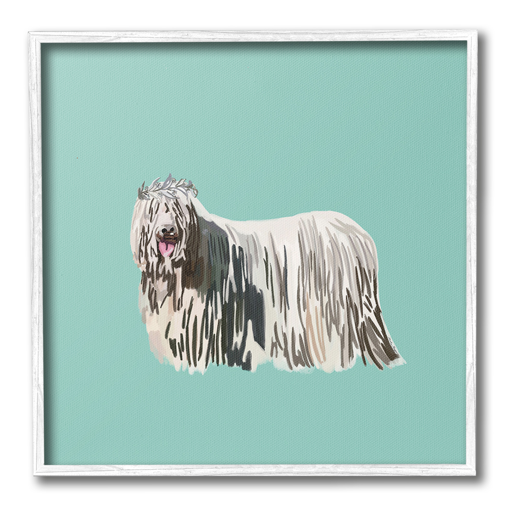 Stupell Industries Long Haired Dog in Crown Animals & Insects Painting White Framed Art Print Wall Art, 12 x 12