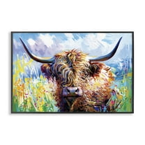 Stupell Industries Long Haired Highland Cattle Animals & Insects Painting Black Framed Art Print Wall Art, 18 x 12
